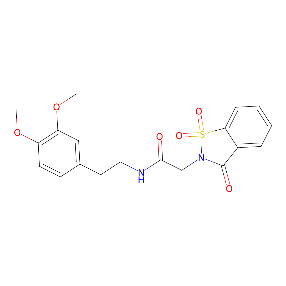 N-[2-(3,4-dimethoxyphenyl)ethyl]-2-(1,1-dioxido-3-oxo-1,2-benzisothiazol-2(3H)-yl)acetamide molecular structure, CAS 502878-93-5