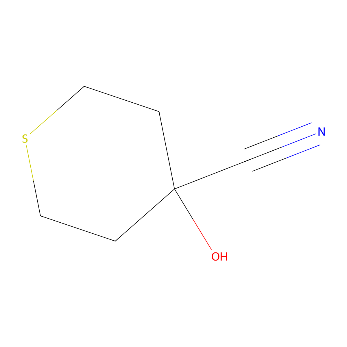 4-Hydroxytetrahydro-2H-thiopyran-4-carbonitrile molecular structure, CAS 50289-18-4