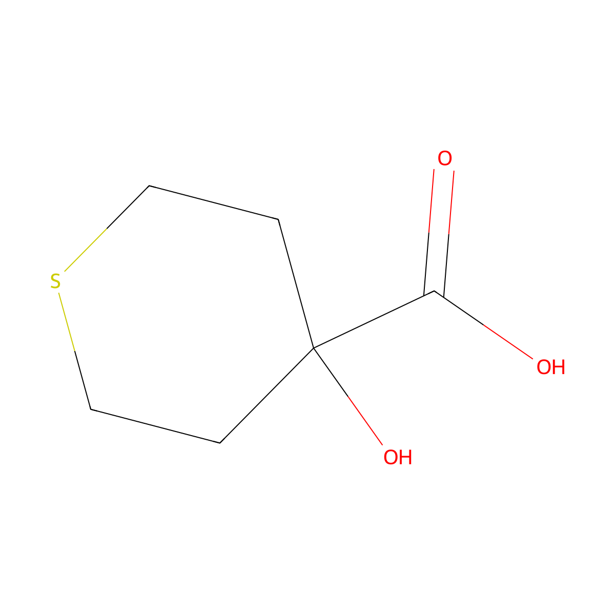 Tetrahydro-4-hydroxy-2H-thiopyran-4-carboxylic acid molecular structure, CAS 50289-21-9