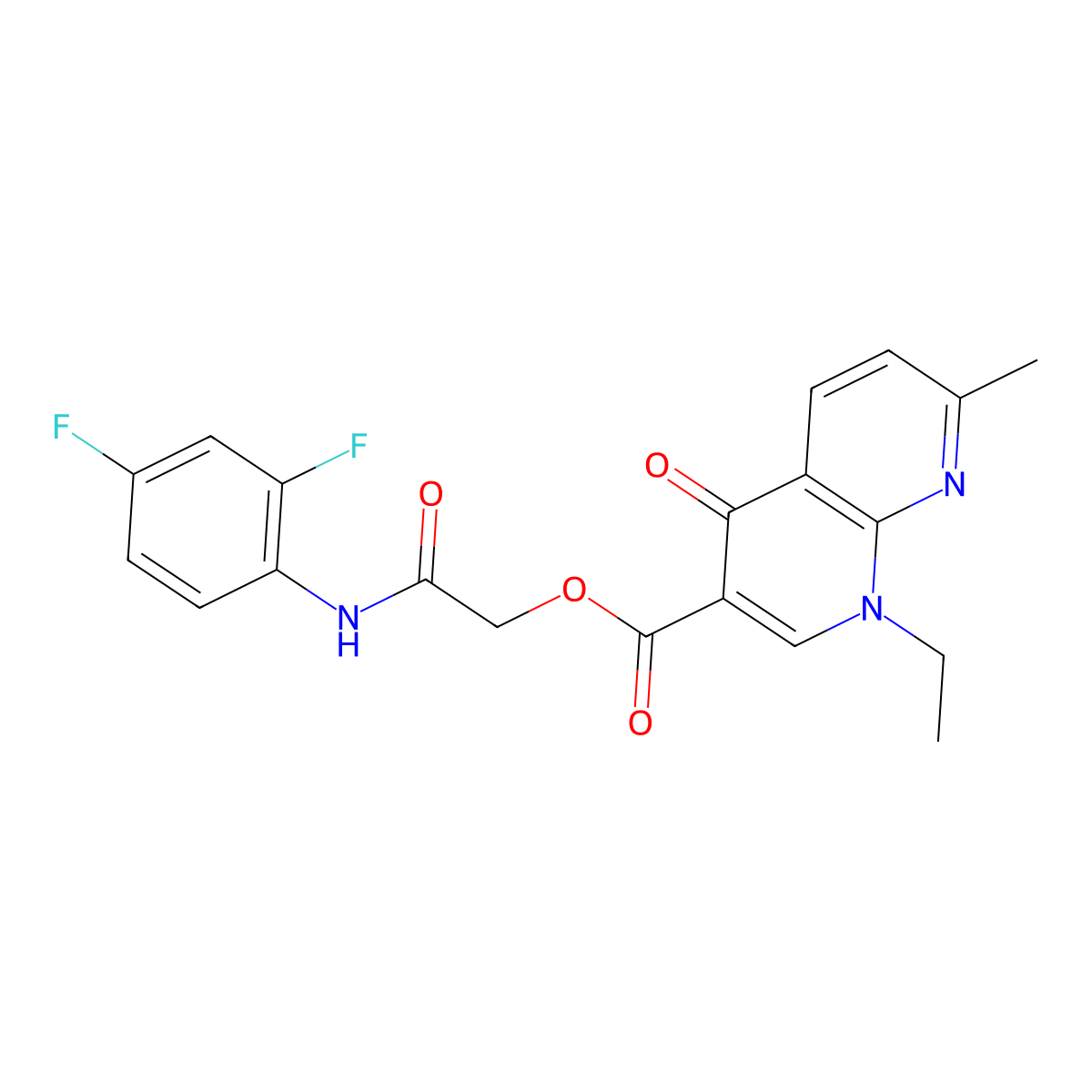 [(2,4-Difluorophenyl)carbamoyl]methyl 1-ethyl-7-methyl-4-oxo-1,4-dihydro-1,8-naphthyridine-3-carboxylate molecular structure, CAS 502891-17-0