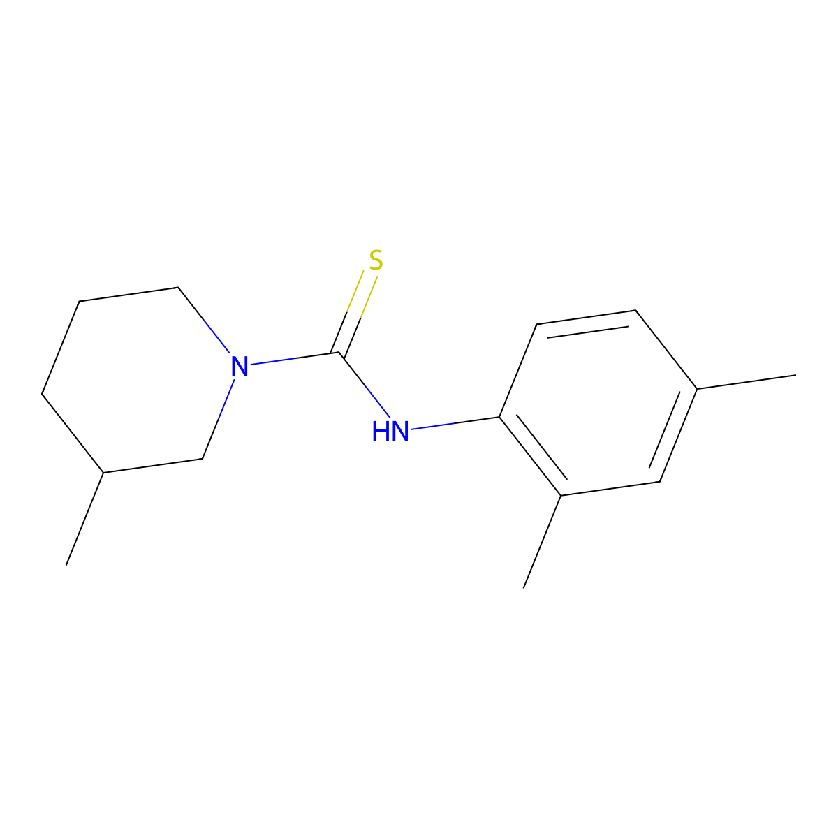 N-(2,4-dimethylphenyl)-3-methylpiperidine-1-carbothioamide molecular structure, CAS 502891-51-2
