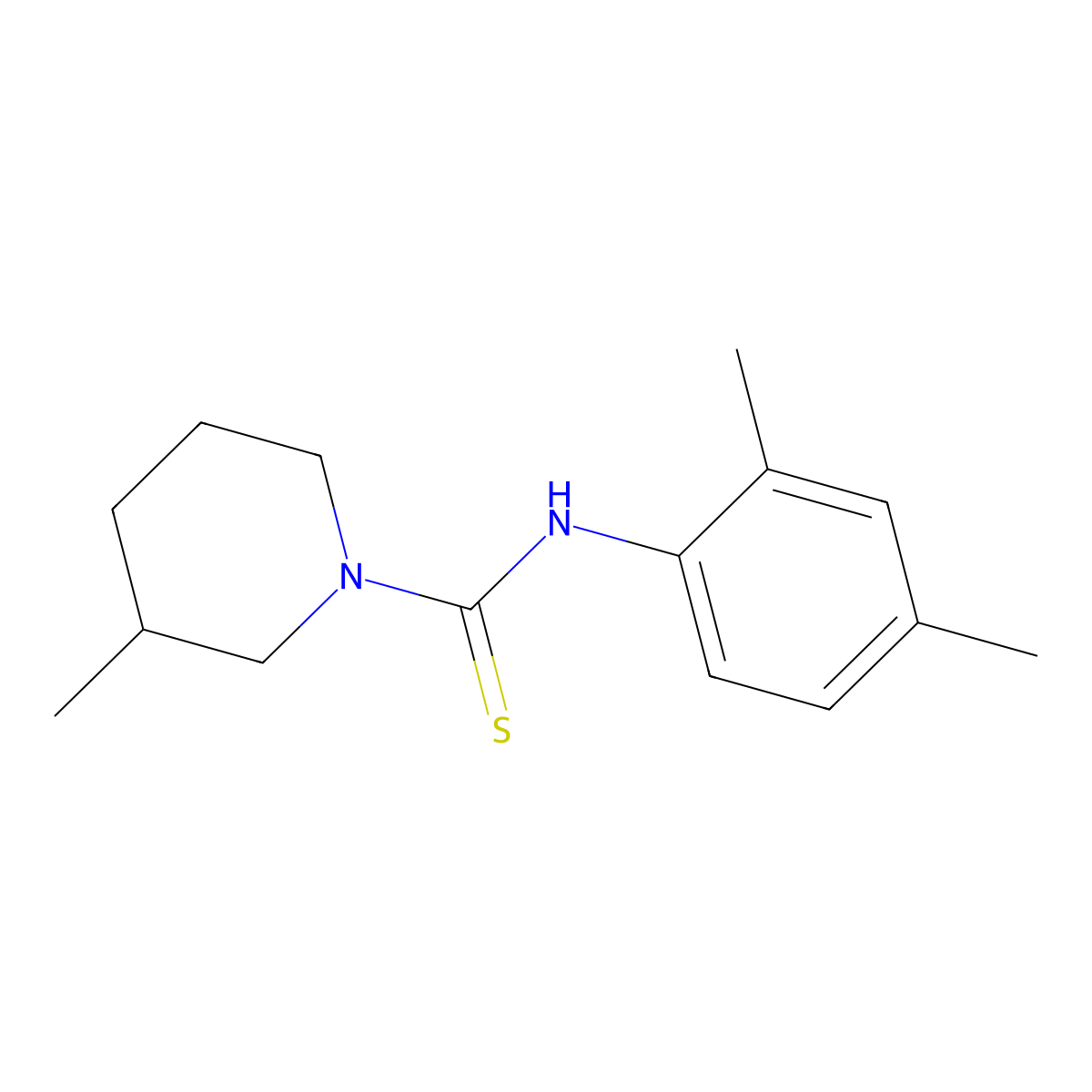 N-(2,4-dimethylphenyl)-3-methylpiperidine-1-carbothioamide molecular structure, CAS 502891-51-2