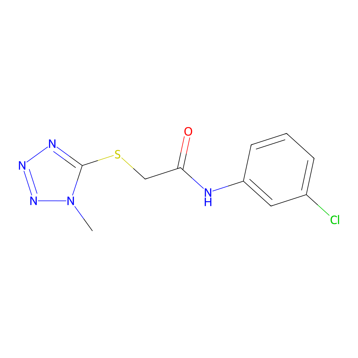 N-(3-chlorophenyl)-2-(1-methyltetrazol-5-yl)sulfanylacetamide molecular structure, CAS 502892-31-1