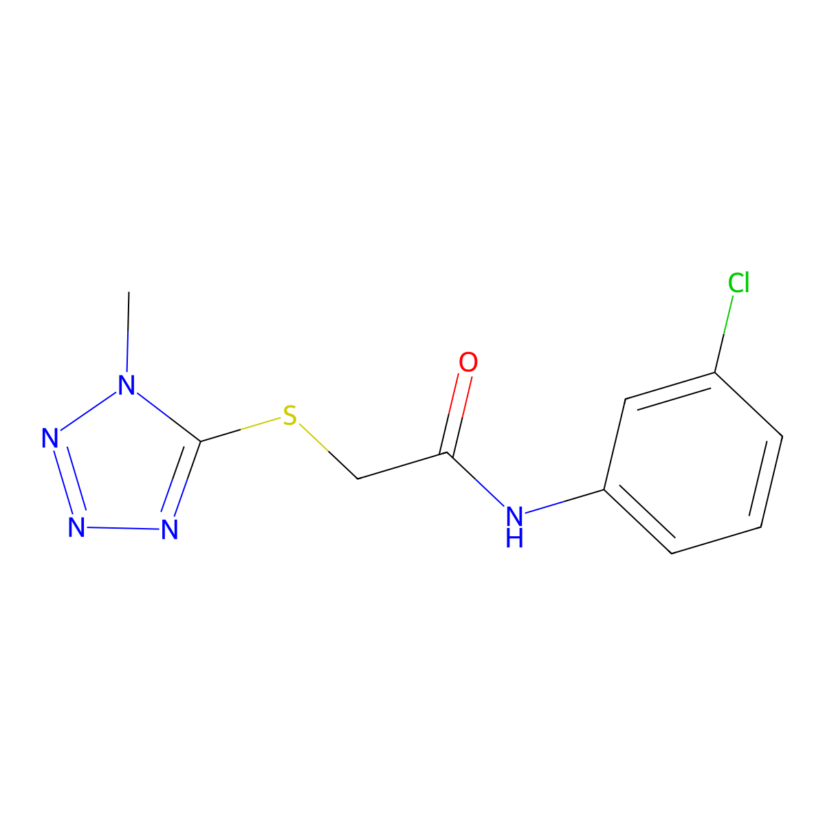 N-(3-chlorophenyl)-2-(1-methyltetrazol-5-yl)sulfanylacetamide molecular structure, CAS 502892-31-1