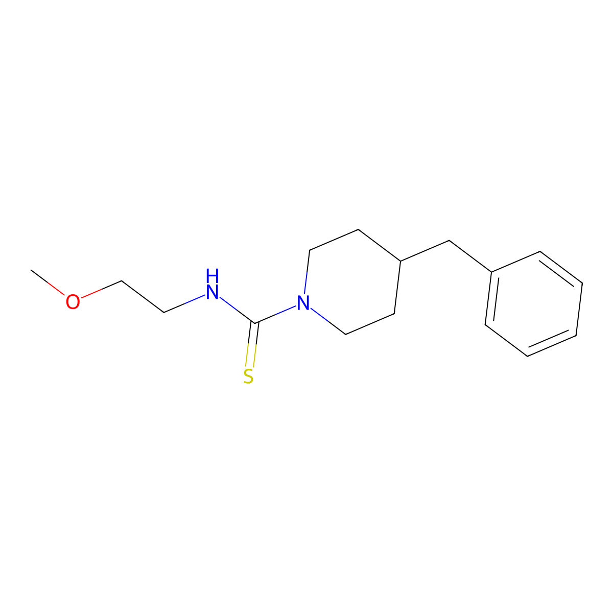 4-benzyl-N-(2-methoxyethyl)piperidine-1-carbothioamide molecular structure, CAS 502896-04-0