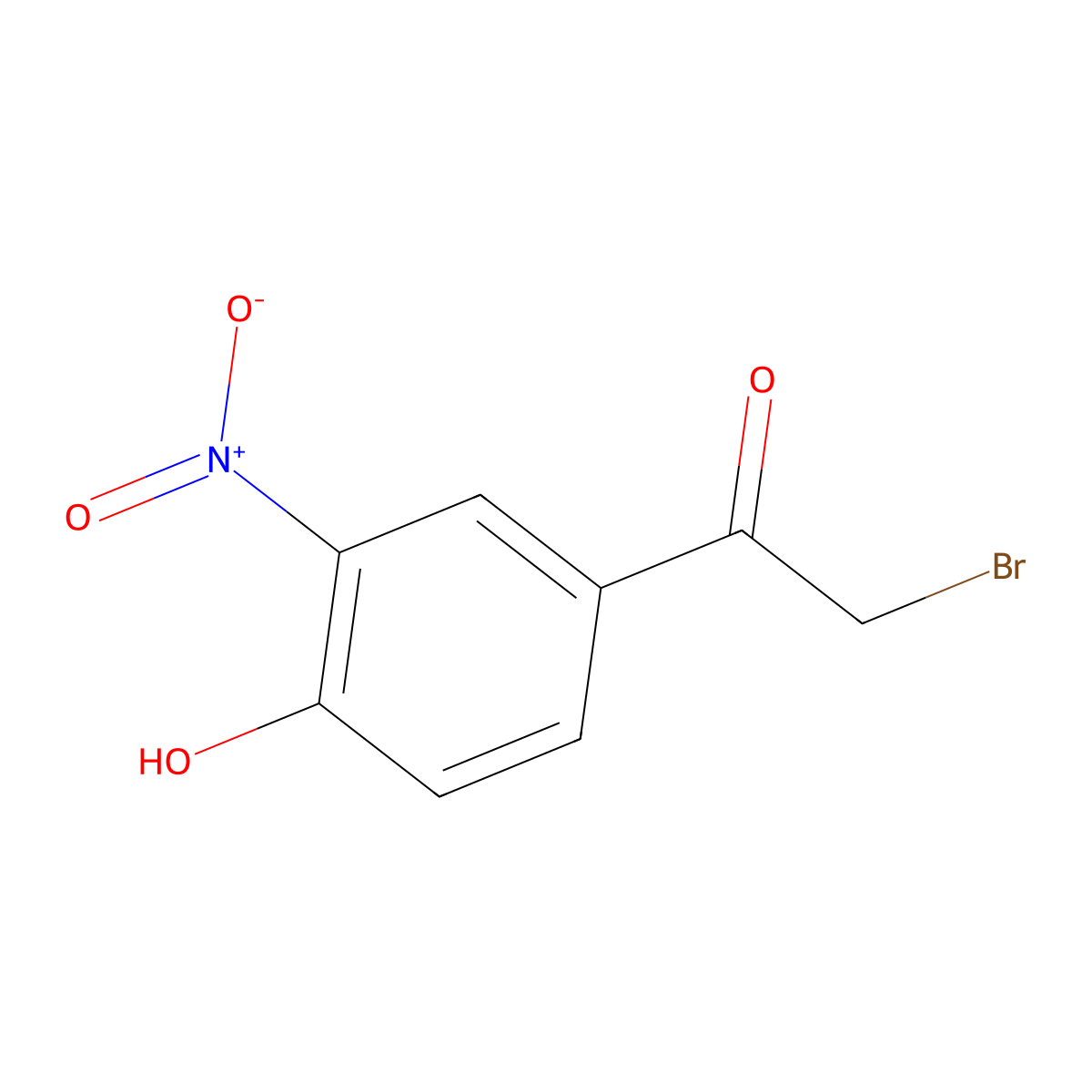 2-Bromo-1-(4-hydroxy-3-nitrophenyl)ethanone molecular structure, CAS 5029-61-8