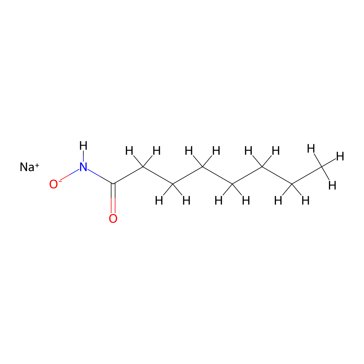 Caprylohydroxamic acid sodium salt molecular structure, CAS 50292-00-7