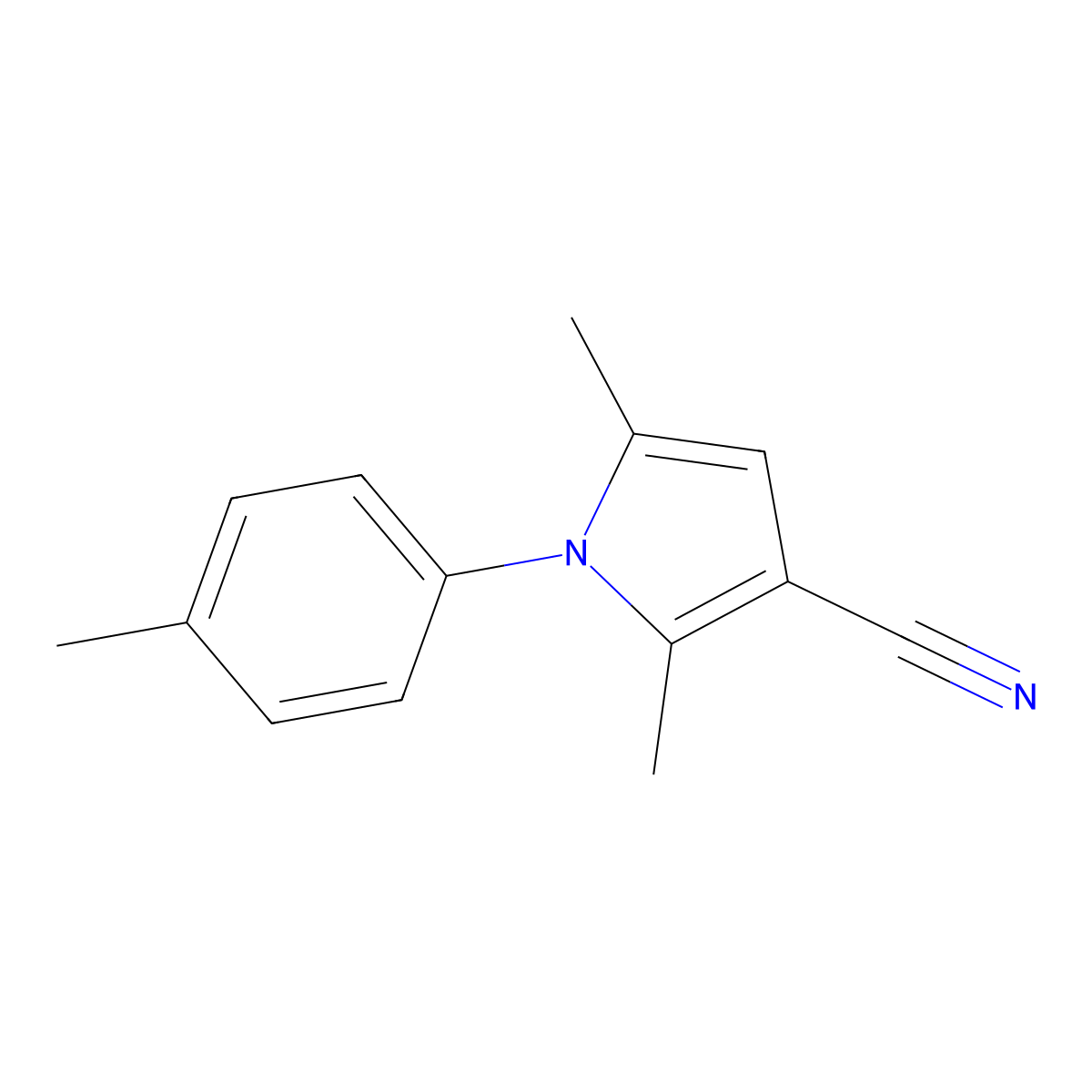 2,5-Dimethyl-1-(4-methylphenyl)-1H-pyrrole-3-carbonitrile molecular structure, CAS 502925-10-2