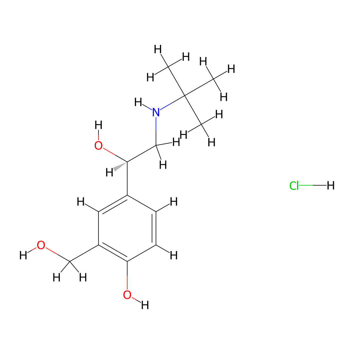 Levalbuterol Hydrochloride molecular structure, CAS 50293-90-8