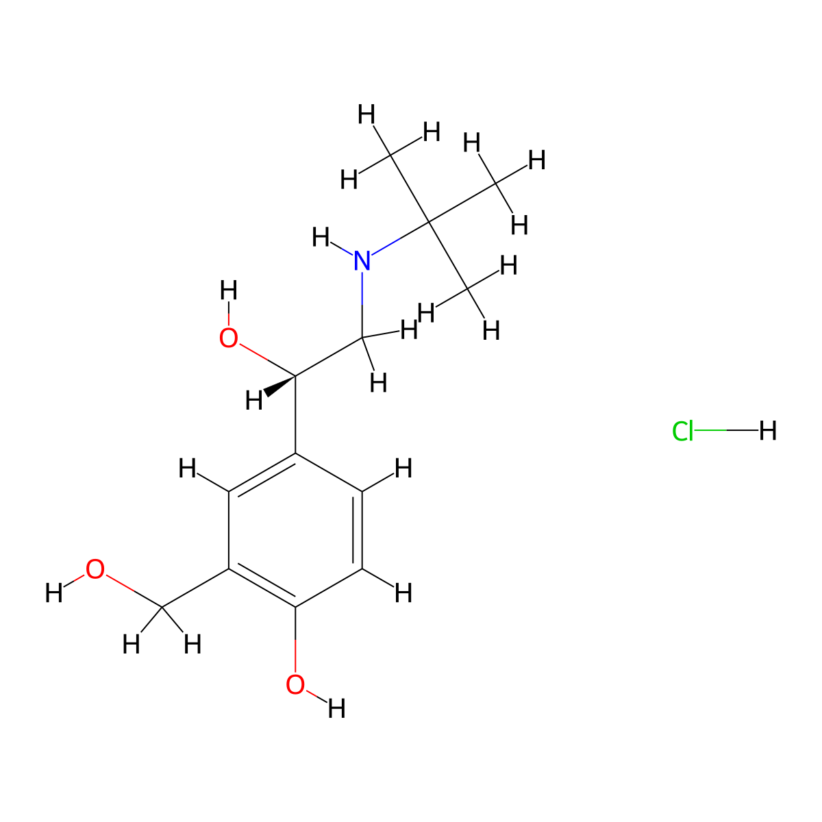 (S)-Albuterol Hydrochloride molecular structure, CAS 50293-91-9