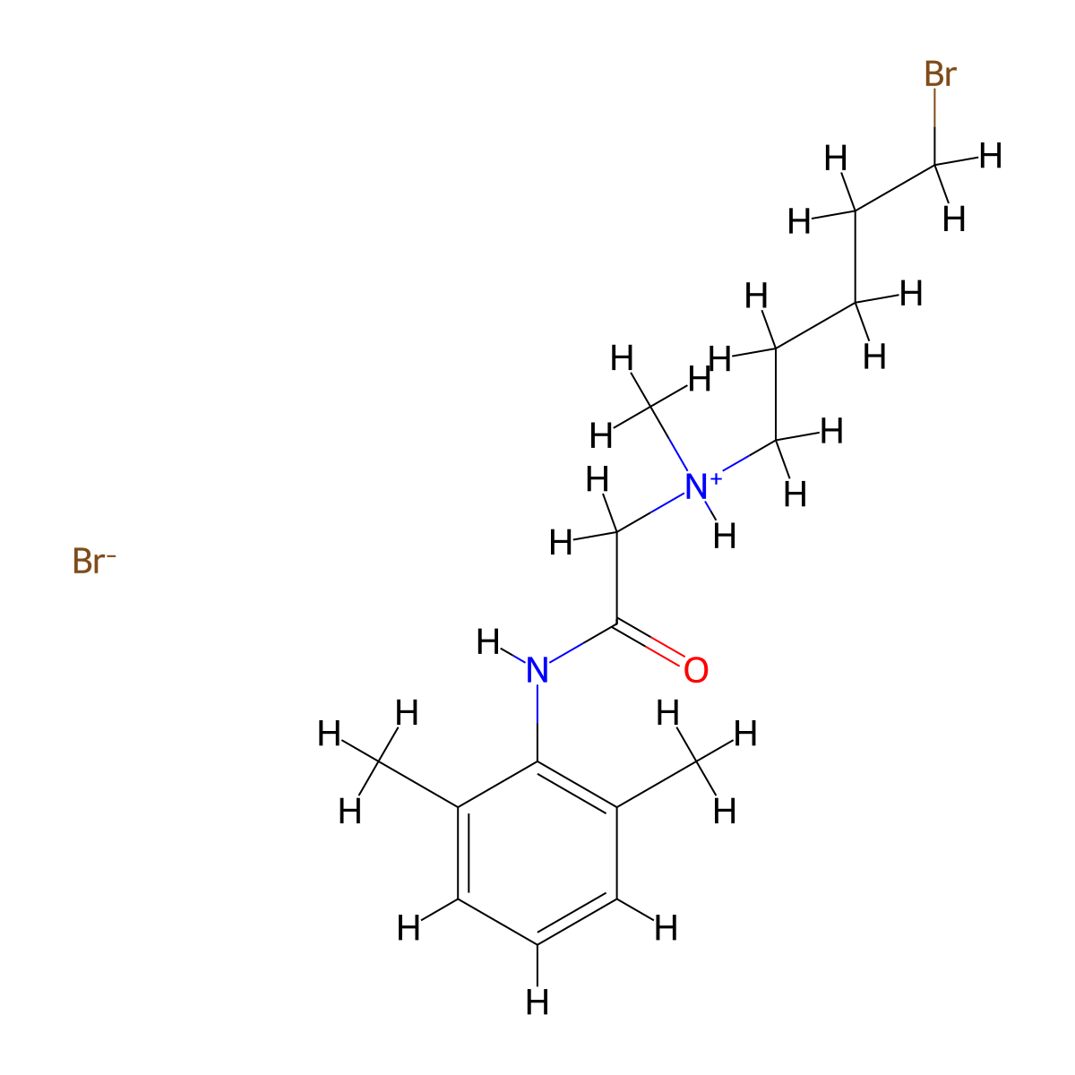 Acetamide, 2-((5-bromopentyl)methylamino)-N-(2,6-dimethylphenyl)-, monohydrobromide molecular structure, CAS 50295-18-6