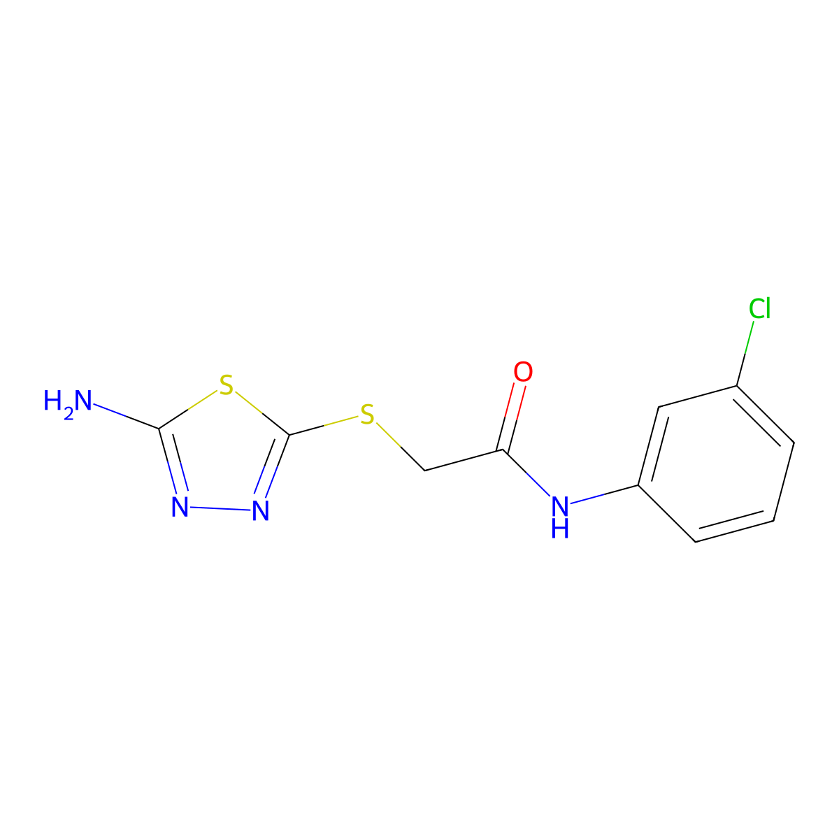 2-[(5-amino-1,3,4-thiadiazol-2-yl)sulfanyl]-N-(3-chlorophenyl)acetamide molecular structure, CAS 502998-40-5