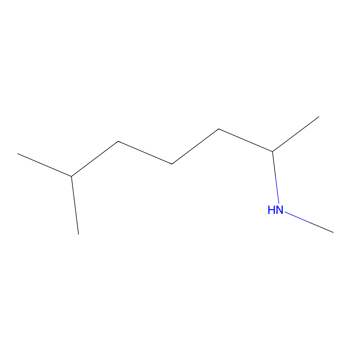 N,6-Dimethyl-2-heptanamine molecular structure, CAS 503-00-4