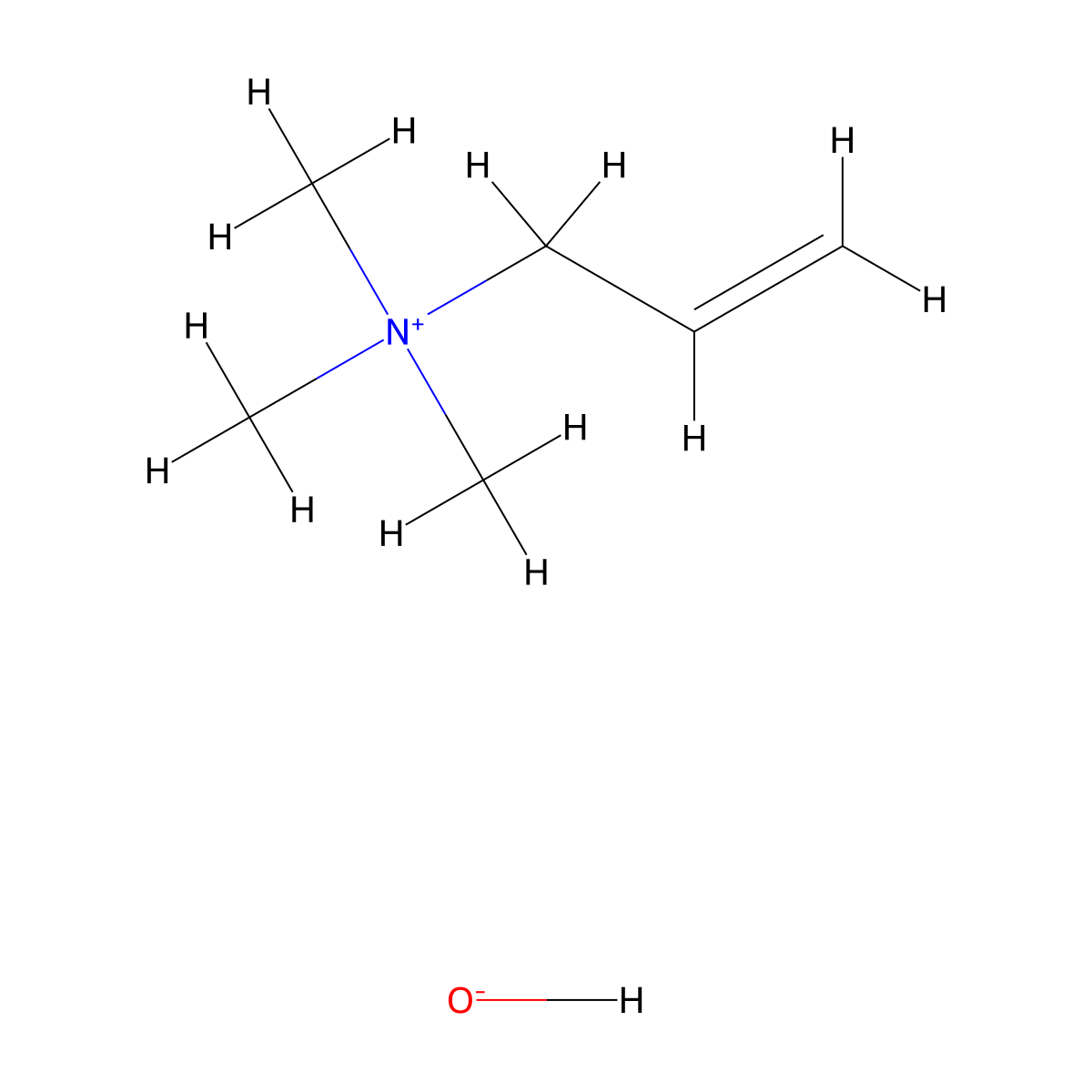 N,N,N-Trimethylprop-2-en-1-aminium hydroxide molecular structure, CAS 503-34-4