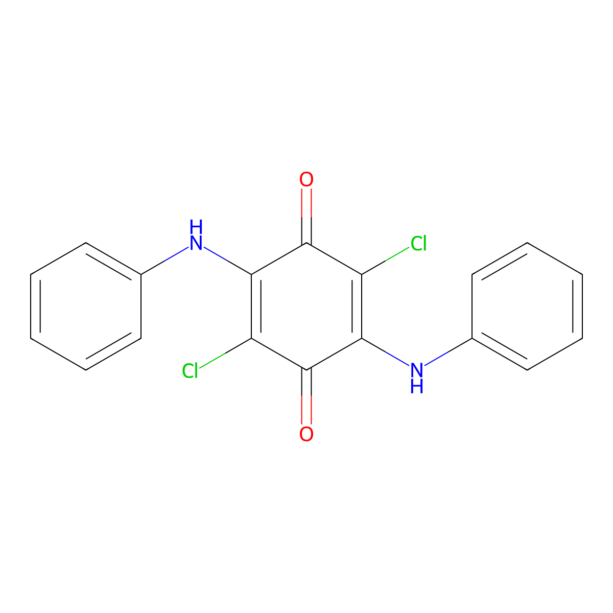 2,5-Cyclohexadiene-1,4-dione, 2,5-dichloro-3,6-bis(phenylamino)- molecular structure, CAS 5030-67-1