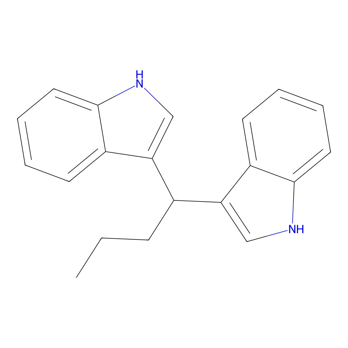 3-[1-(1H-indol-3-yl)butyl]-1H-indole molecular structure, CAS 5030-92-2