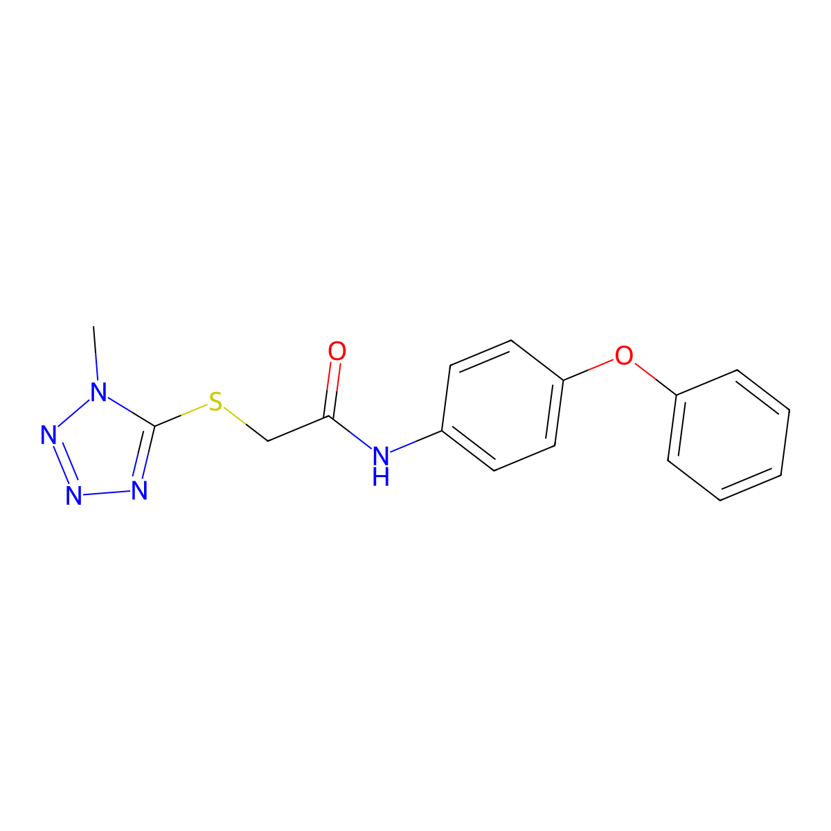 2-(1-methyltetrazol-5-yl)sulfanyl-N-(4-phenoxyphenyl)acetamide molecular structure, CAS 503012-66-6