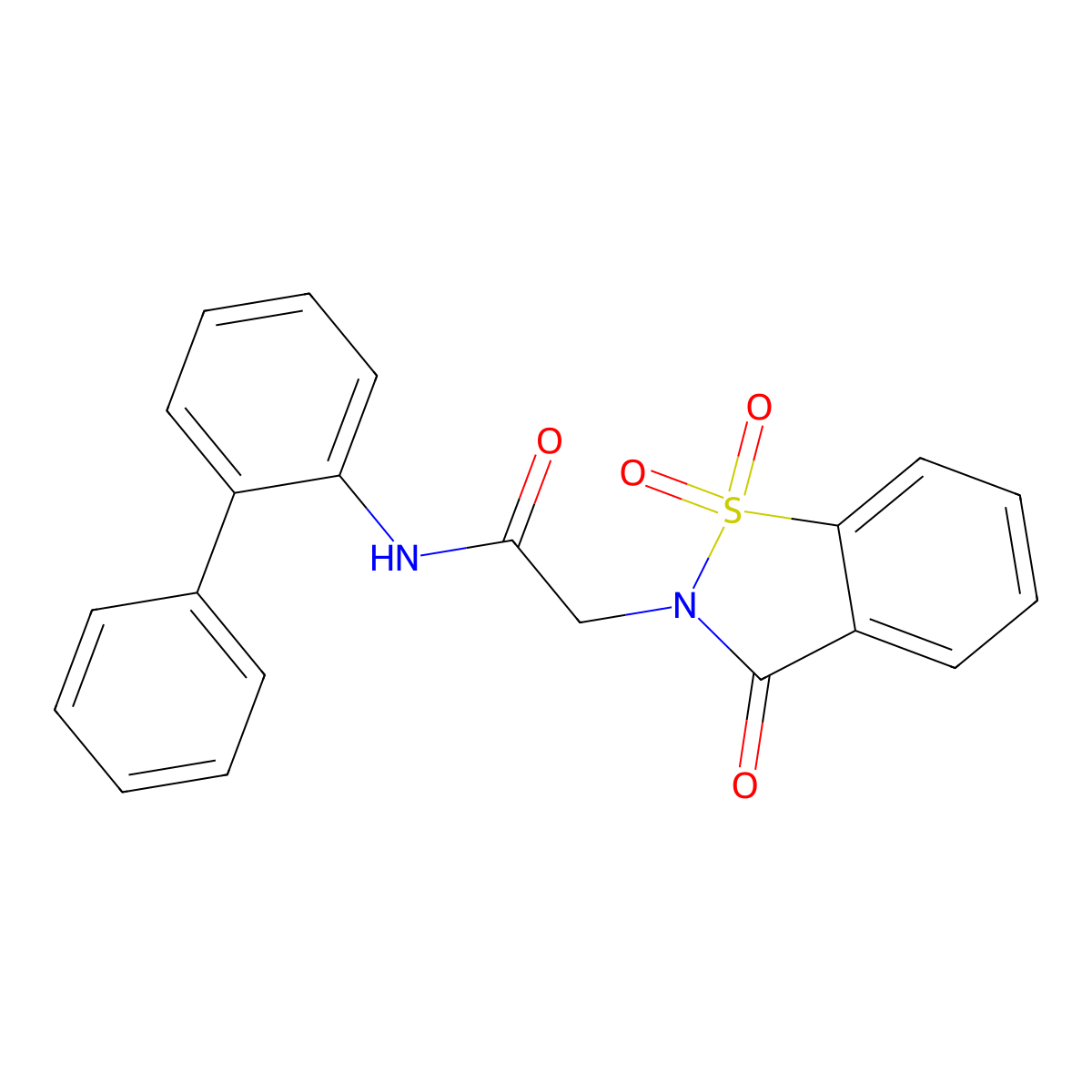 N-(2-phenylphenyl)-2-(1,1,3-trioxo-1,2-benzothiazol-2-yl)acetamide molecular structure, CAS 503024-08-6