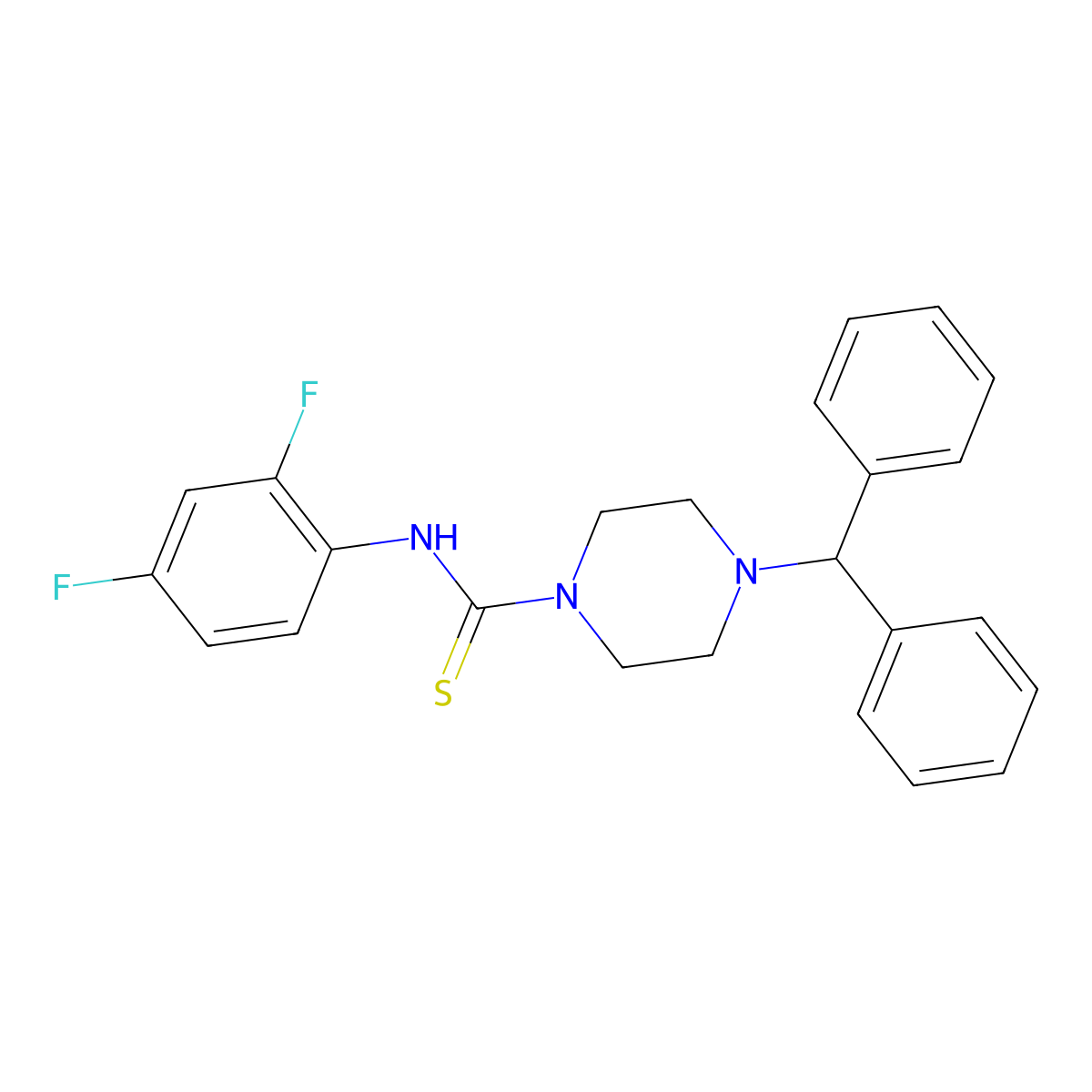 4-benzhydryl-N-(2,4-difluorophenyl)piperazine-1-carbothioamide molecular structure, CAS 503031-05-8
