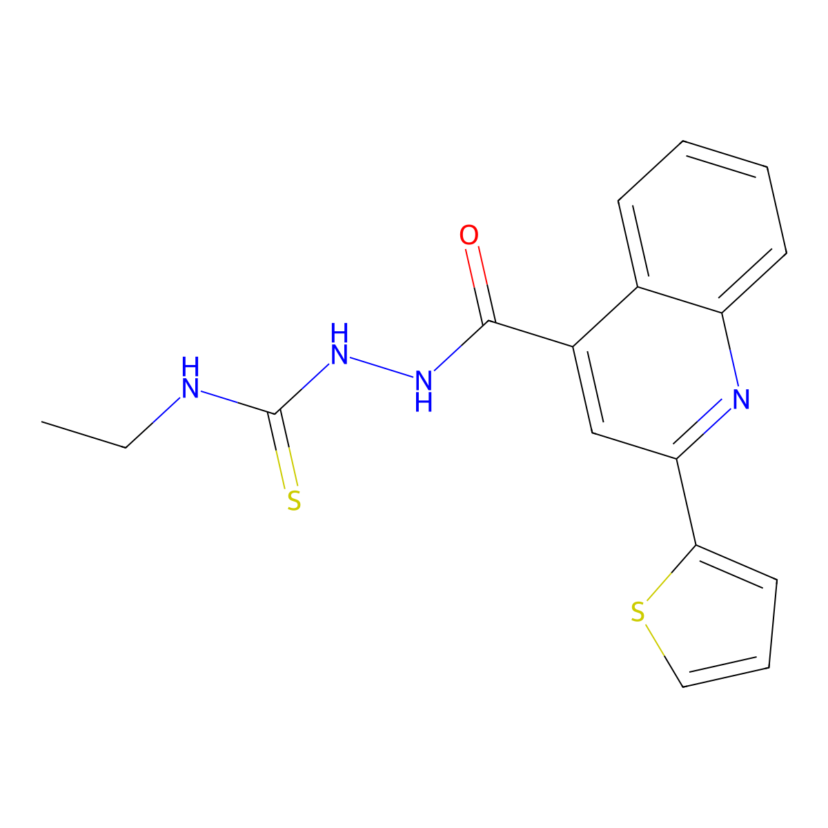 1-Ethyl-3-[(2-thiophen-2-ylquinoline-4-carbonyl)amino]thiourea molecular structure, CAS 503036-14-4