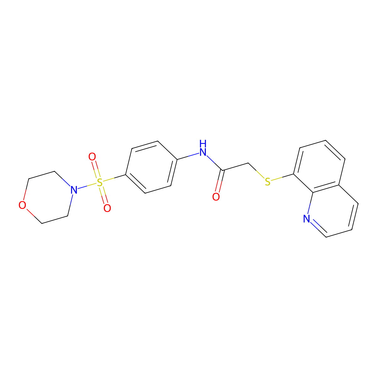 N-(4-morpholin-4-ylsulfonylphenyl)-2-quinolin-8-ylsulfanylacetamide molecular structure, CAS 503036-56-4