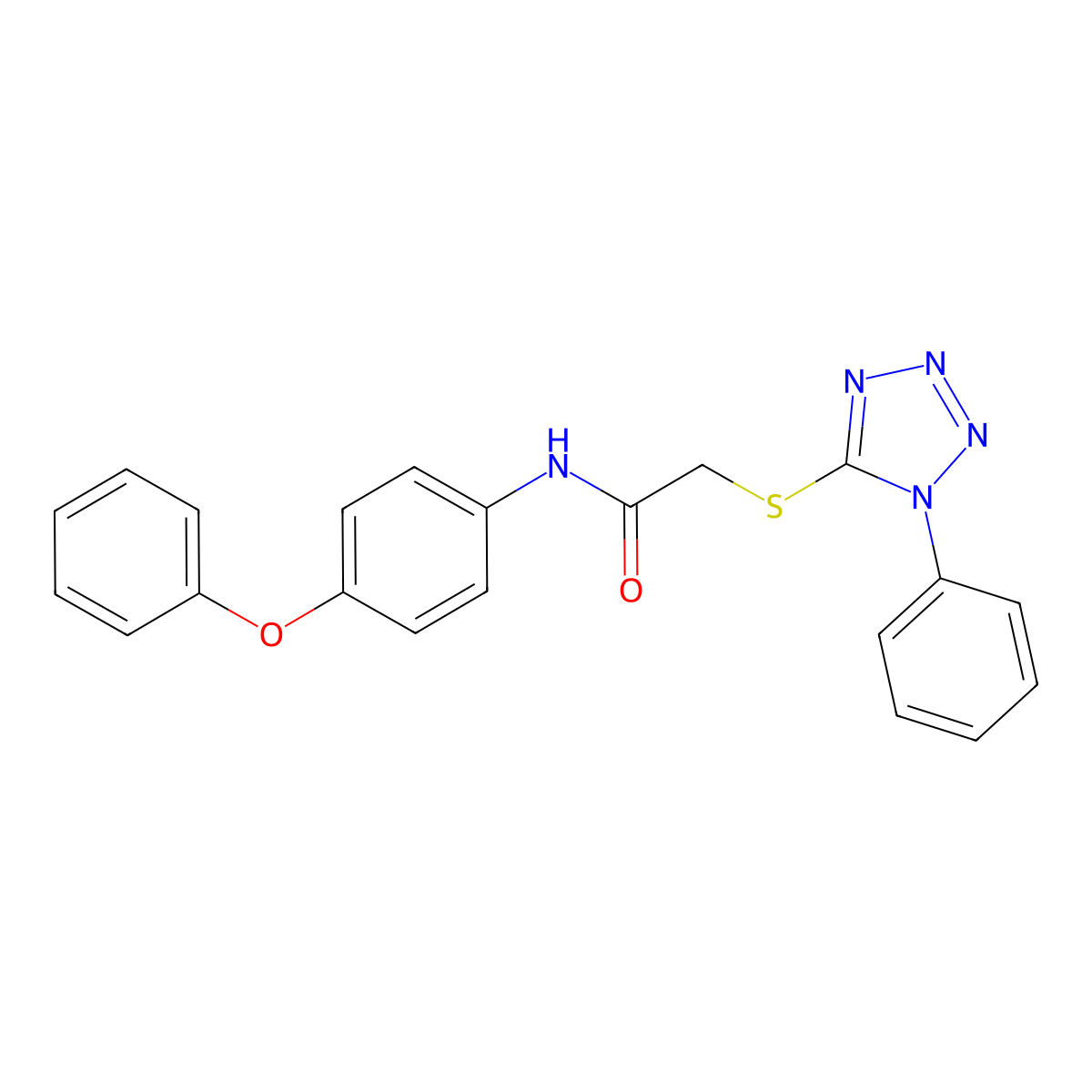 N-(4-phenoxyphenyl)-2-(1-phenyltetrazol-5-yl)sulfanylacetamide molecular structure, CAS 503037-02-3