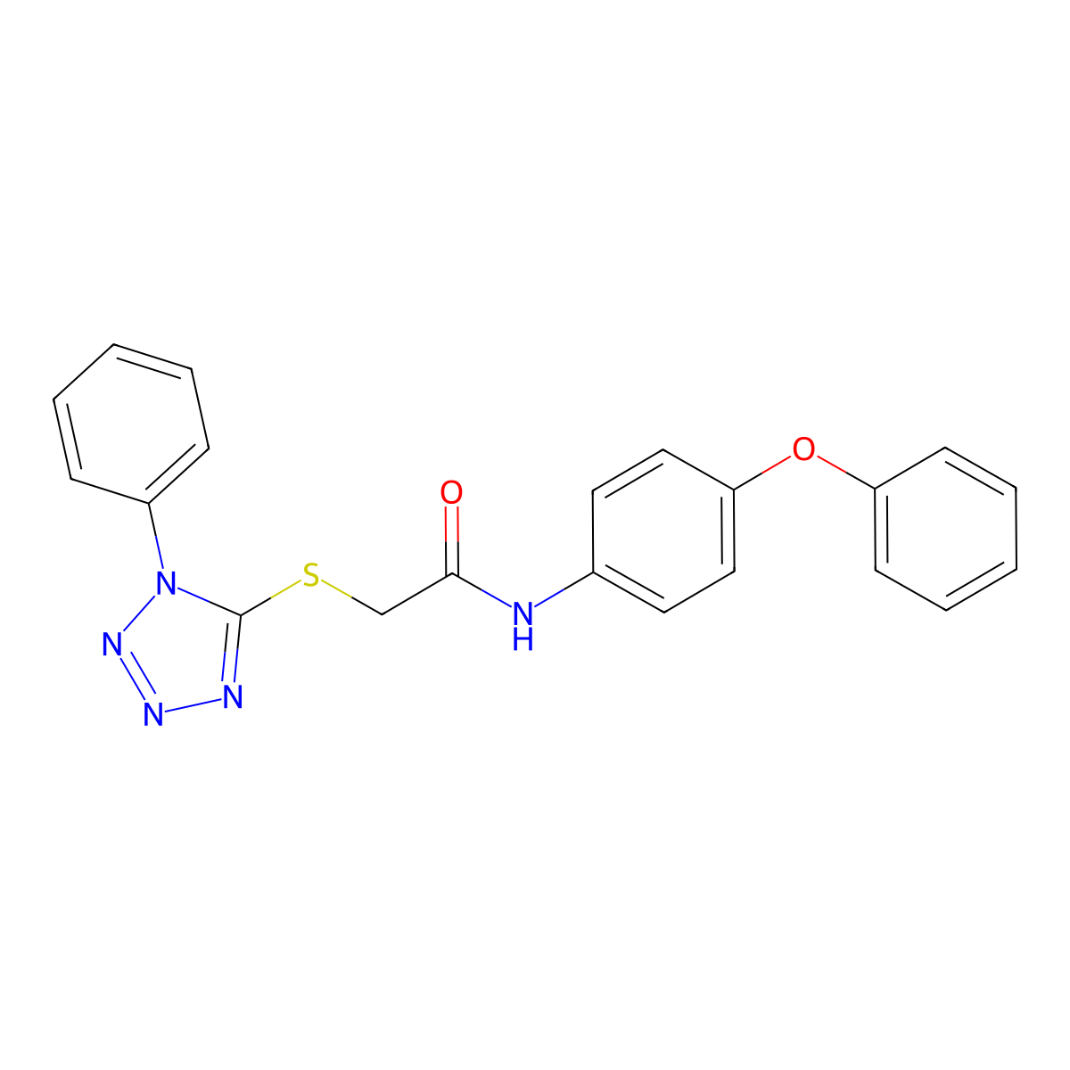N-(4-phenoxyphenyl)-2-(1-phenyltetrazol-5-yl)sulfanylacetamide molecular structure, CAS 503037-02-3