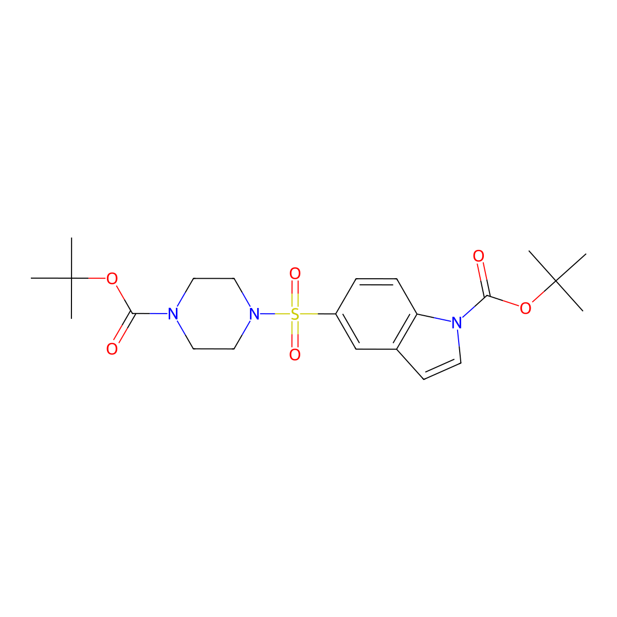 tert-Butyl 5-((4-(tert-butoxycarbonyl)piperazin-1-yl)sulfonyl)-1H-indole-1-carboxylate molecular structure, CAS 503045-76-9