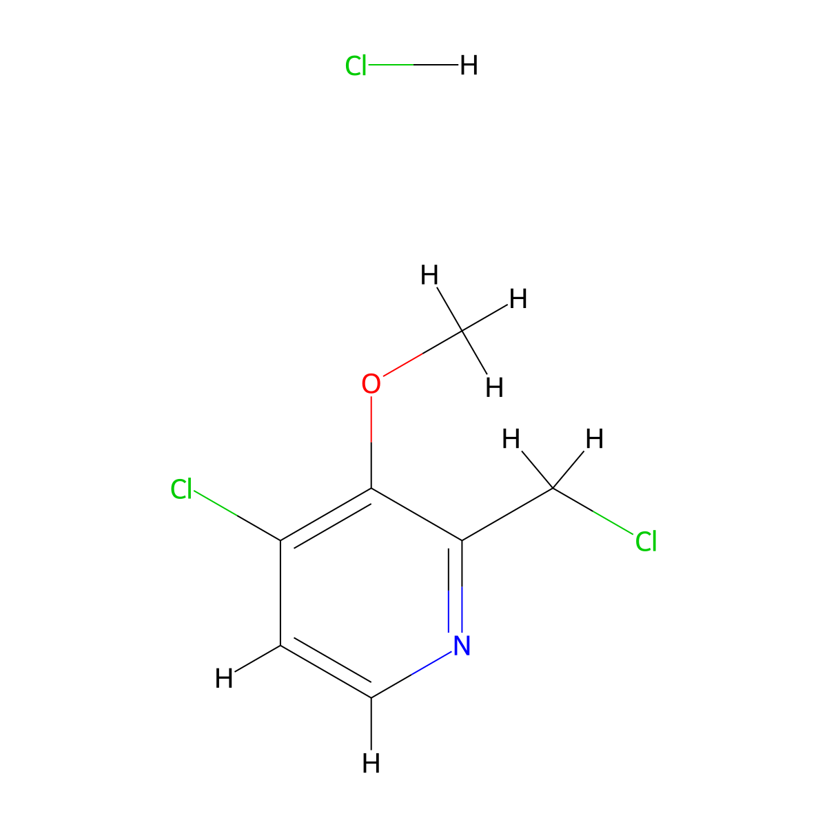 2-Chloromethyl-3-methoxy-4-chloropyridine hydrochloride molecular structure, CAS 503058-51-3