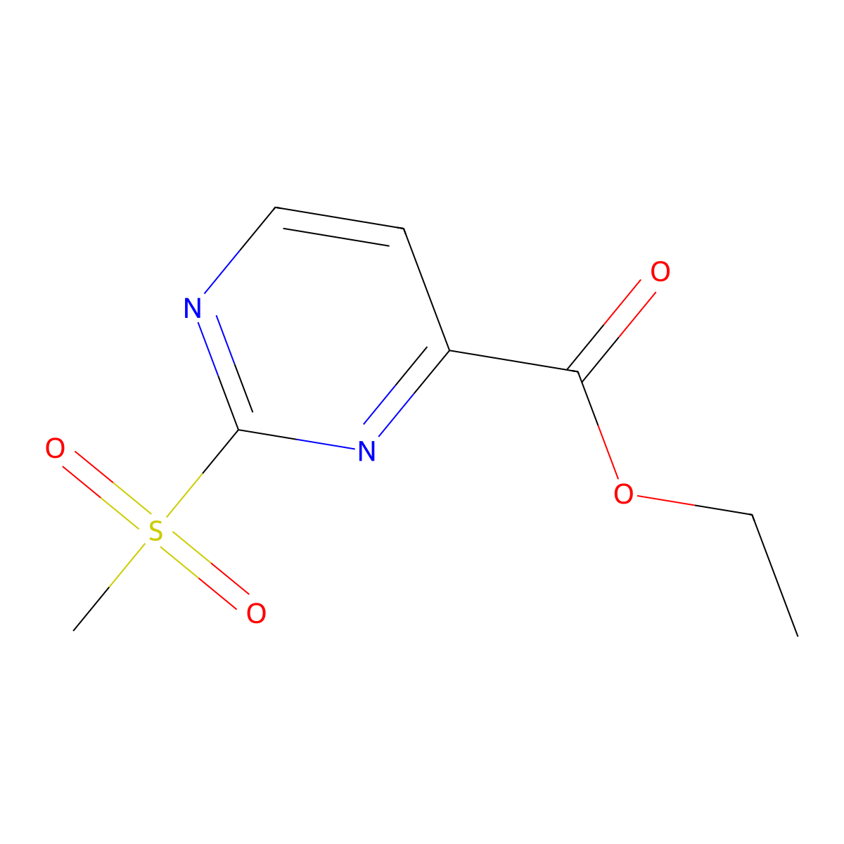 Ethyl 2-(methylsulfonyl)pyrimidine-4-carboxylate molecular structure, CAS 503072-46-6