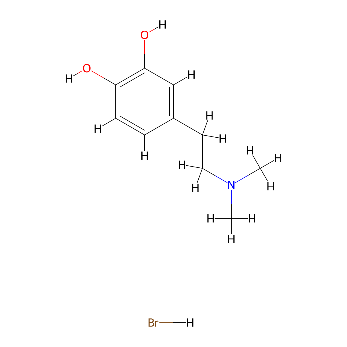 4-[2-(Dimethylamino)ethyl]benzene-1,2-diol hydrobromide molecular structure, CAS 50309-53-0