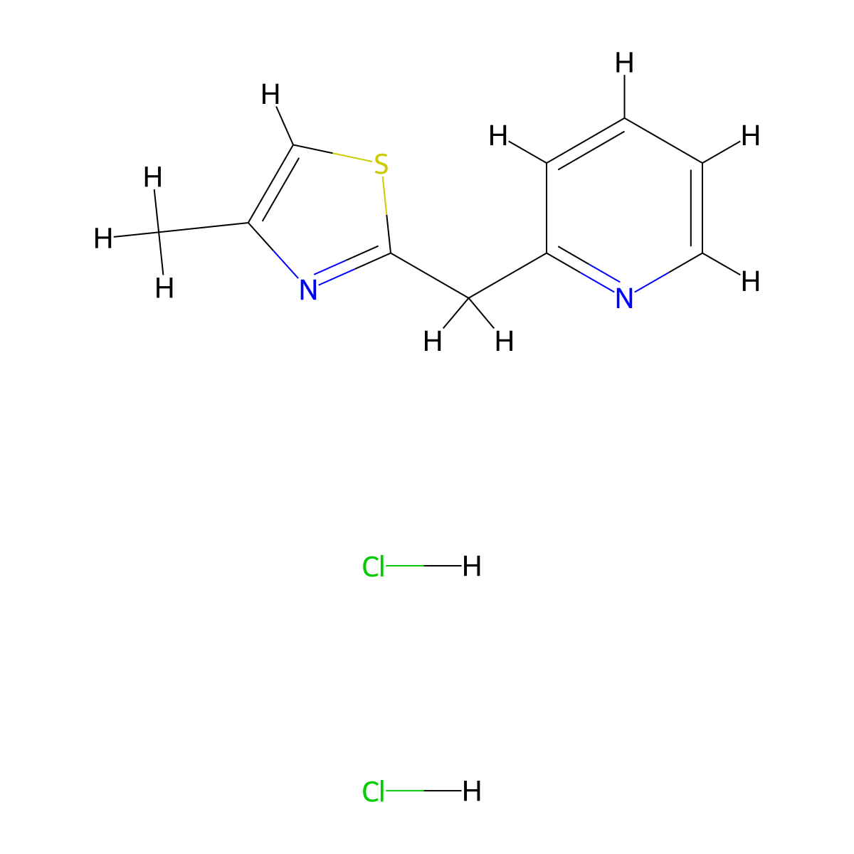 2-[(4-Methyl-1,3-thiazol-2-yl)methyl]pyridine dihydrochloride molecular structure, CAS 50310-70-8