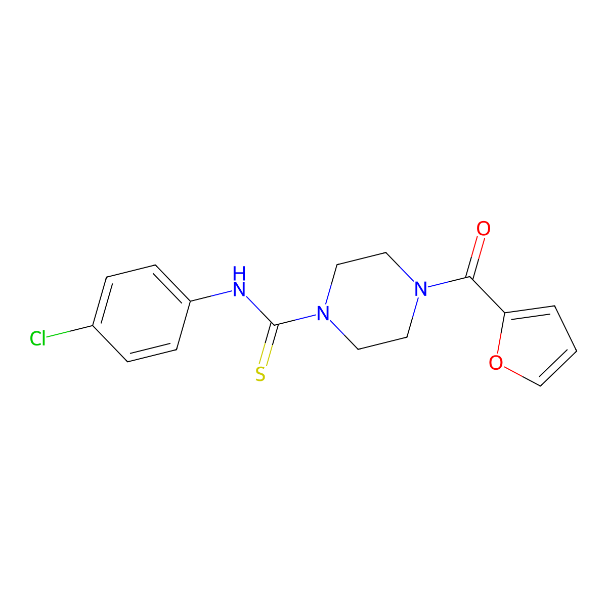 N-(4-chlorophenyl)-4-(furan-2-carbonyl)piperazine-1-carbothioamide molecular structure, CAS 503132-29-4
