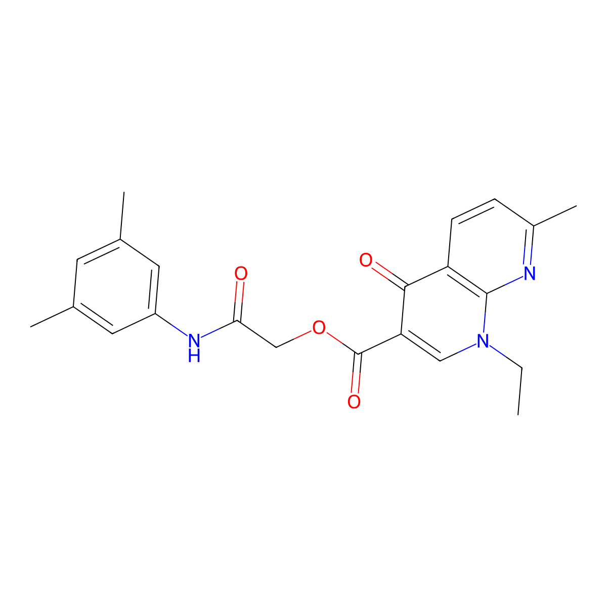 [(3,5-Dimethylphenyl)carbamoyl]methyl 1-ethyl-7-methyl-4-oxo-1,4-dihydro-1,8-naphthyridine-3-carboxylate molecular structure, CAS 503141-71-7