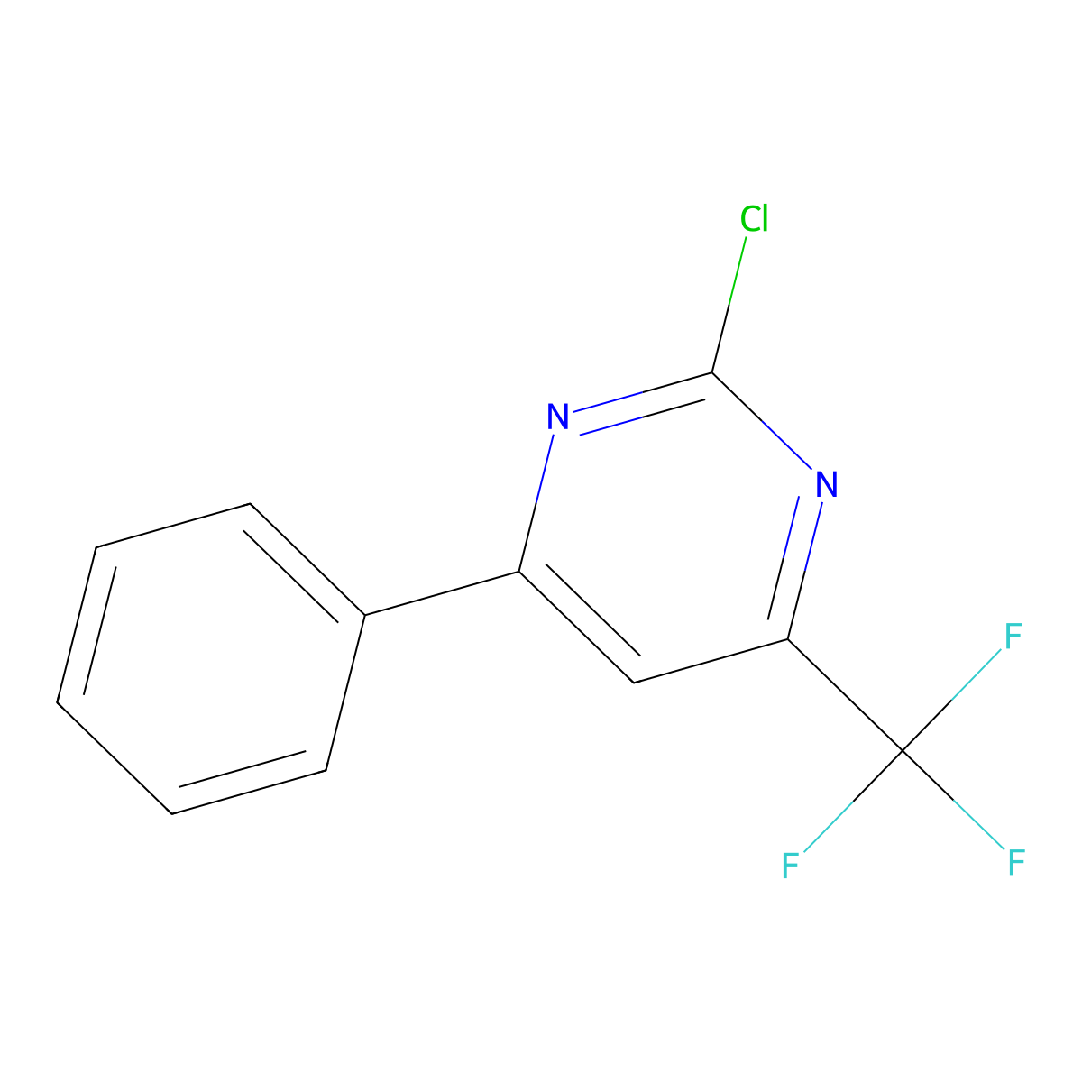 2-Chloro-4-phenyl-6-(trifluoromethyl)pyrimidine molecular structure, CAS 503146-00-7