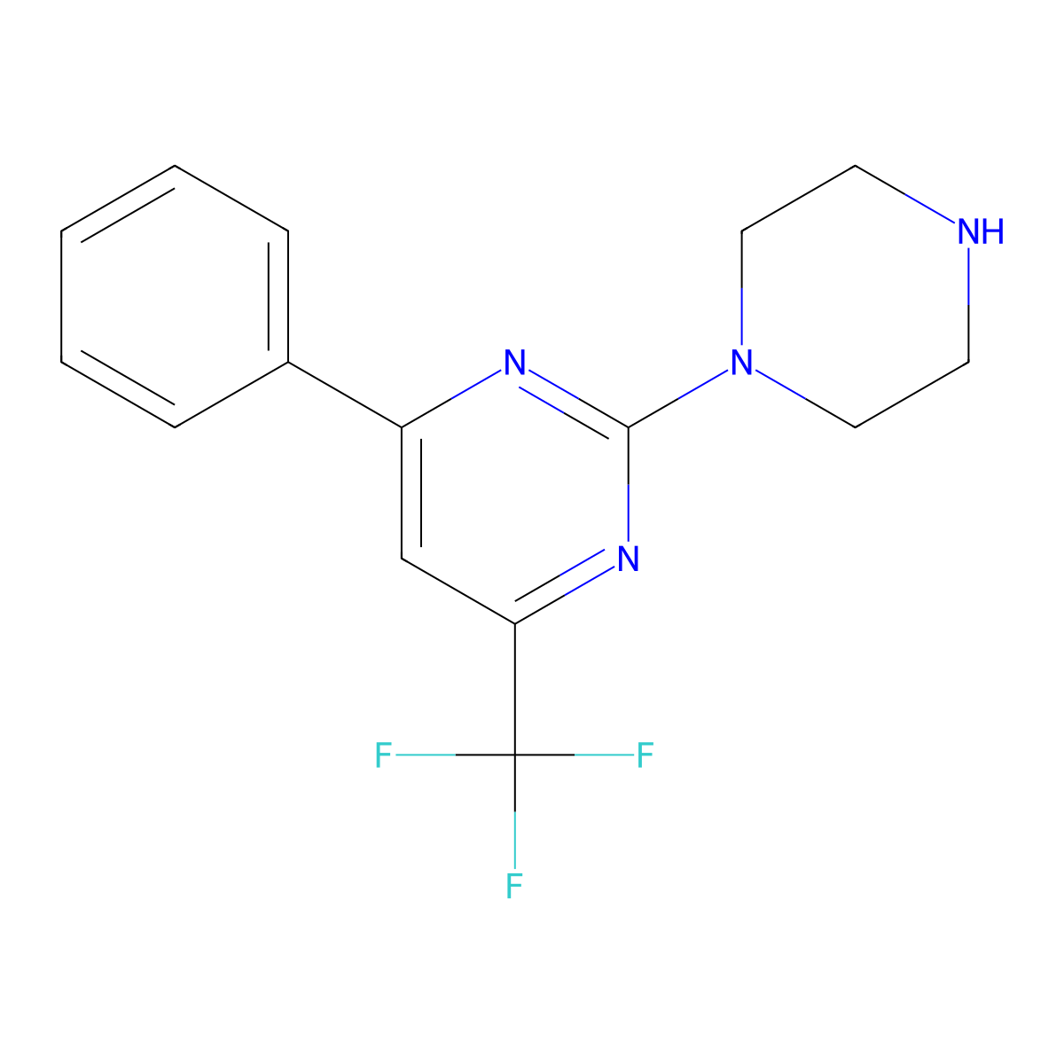 6-Phenyl-2-piperazinyl-4-(trifluoromethyl)pyrimidine molecular structure, CAS 503146-04-1