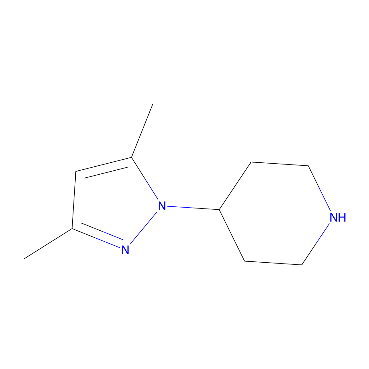 4-(3,5-dimethyl-1H-pyrazol-1-yl)piperidine molecular structure, CAS 503148-84-3