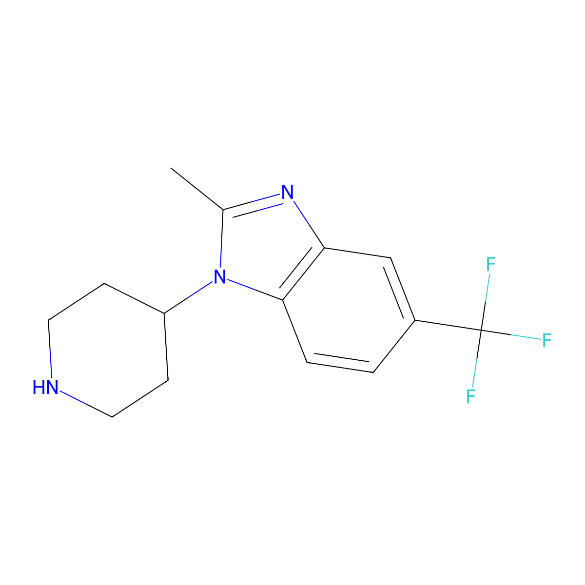 2-Methyl-1-(piperidin-4-yl)-5-(trifluoromethyl)-1H-benzo[d]imidazole molecular structure, CAS 503149-66-4