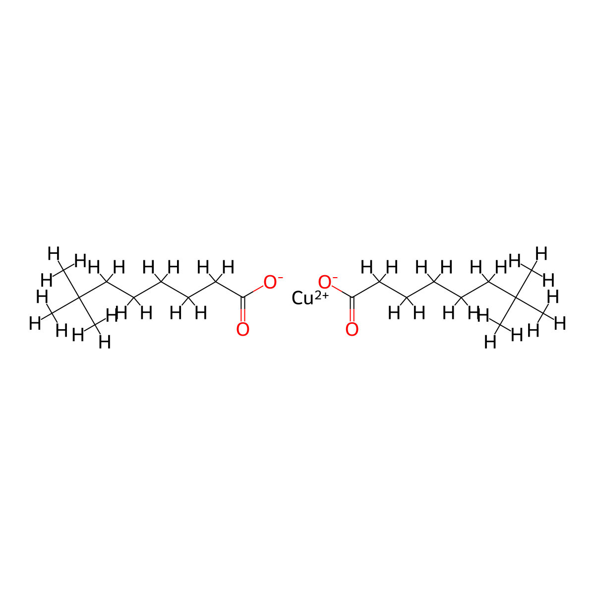 Copper neodecanoate molecular structure, CAS 50315-14-5