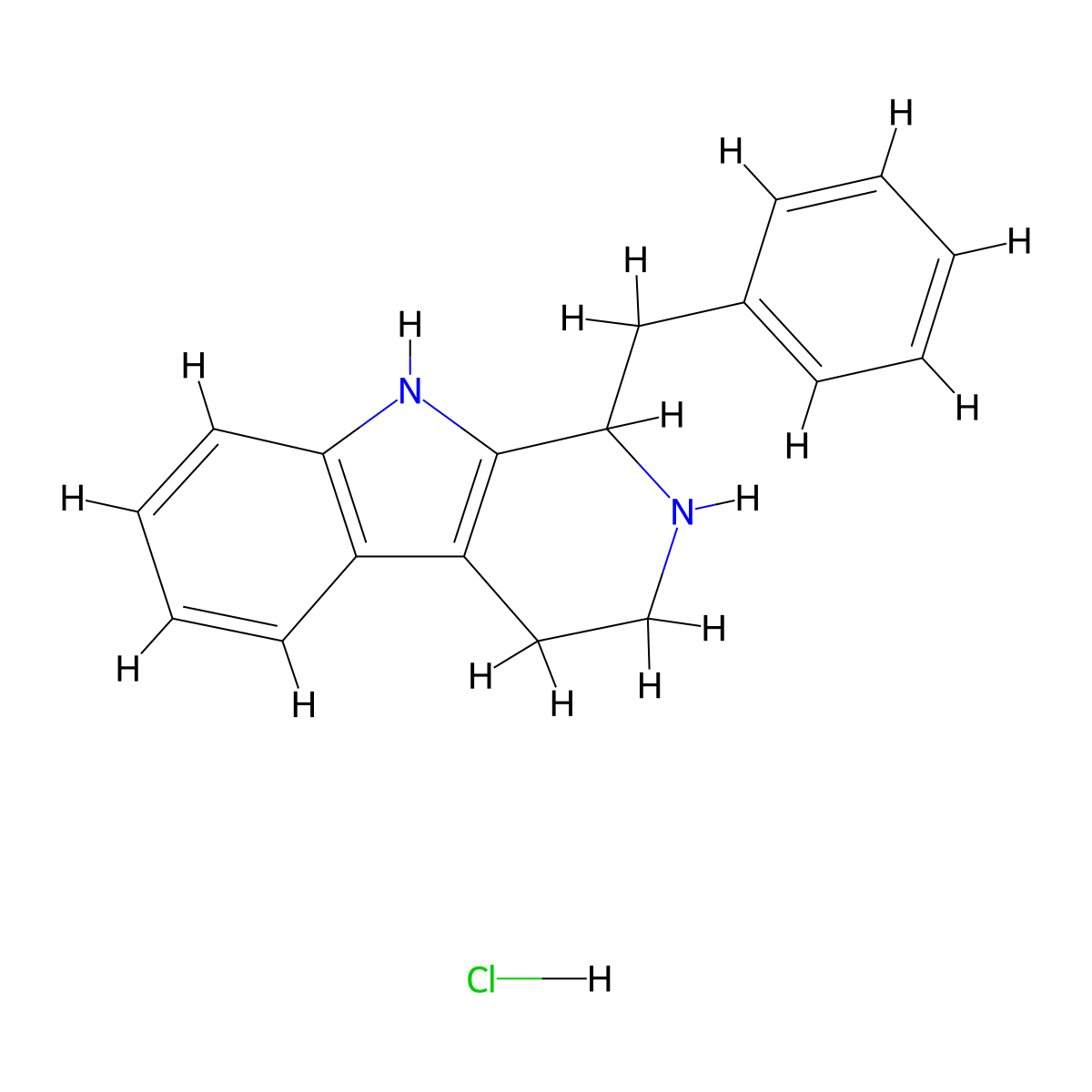 1-benzyl-2,3,4,9-tetrahydro-1H-pyrido[3,4-b]indole;hydrochloride molecular structure, CAS 50315-78-1