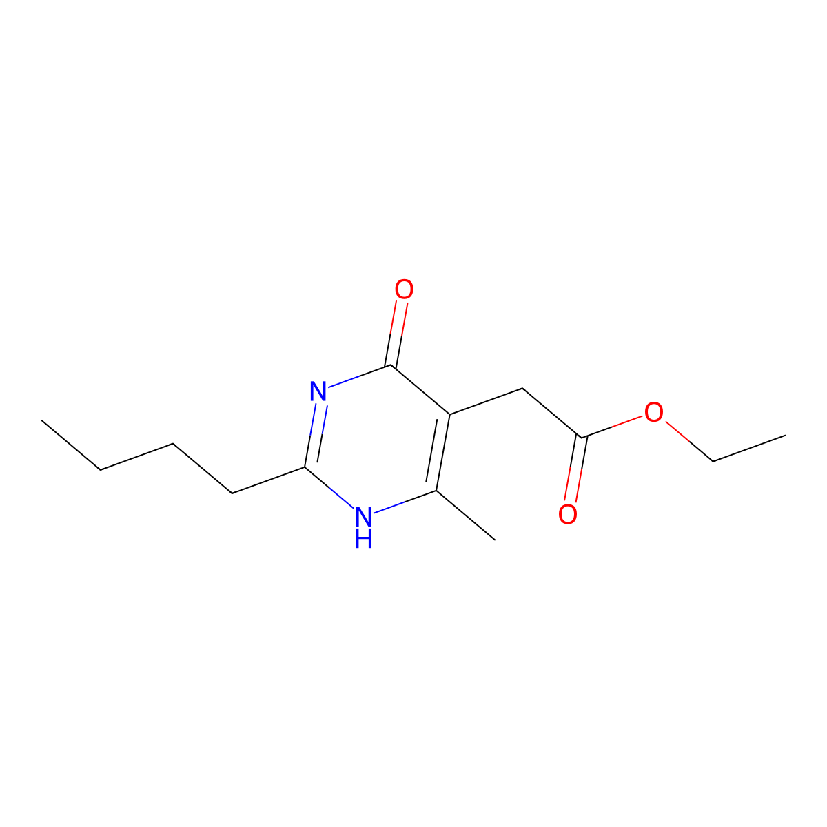 ethyl 2-(2-butyl-6-methyl-4-oxo-1H-pyrimidin-5-yl)acetate molecular structure, CAS 503155-65-5