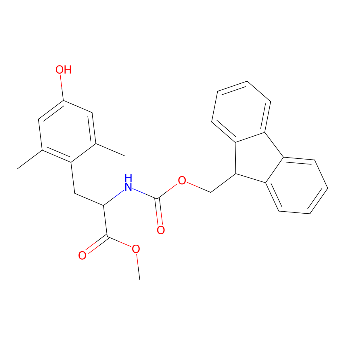 methyl (2S)-2-(9H-fluoren-9-ylmethoxycarbonylamino)-3-(4-hydroxy-2,6-dimethylphenyl)propanoate molecular structure, CAS 503186-53-6