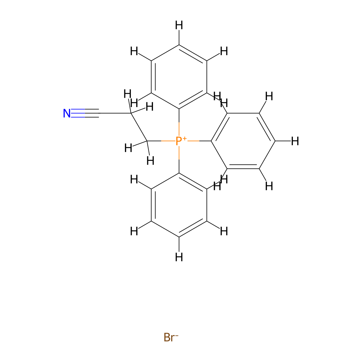 (2-Cyanoethyl)triphenylphosphonium bromide molecular structure, CAS 5032-74-6