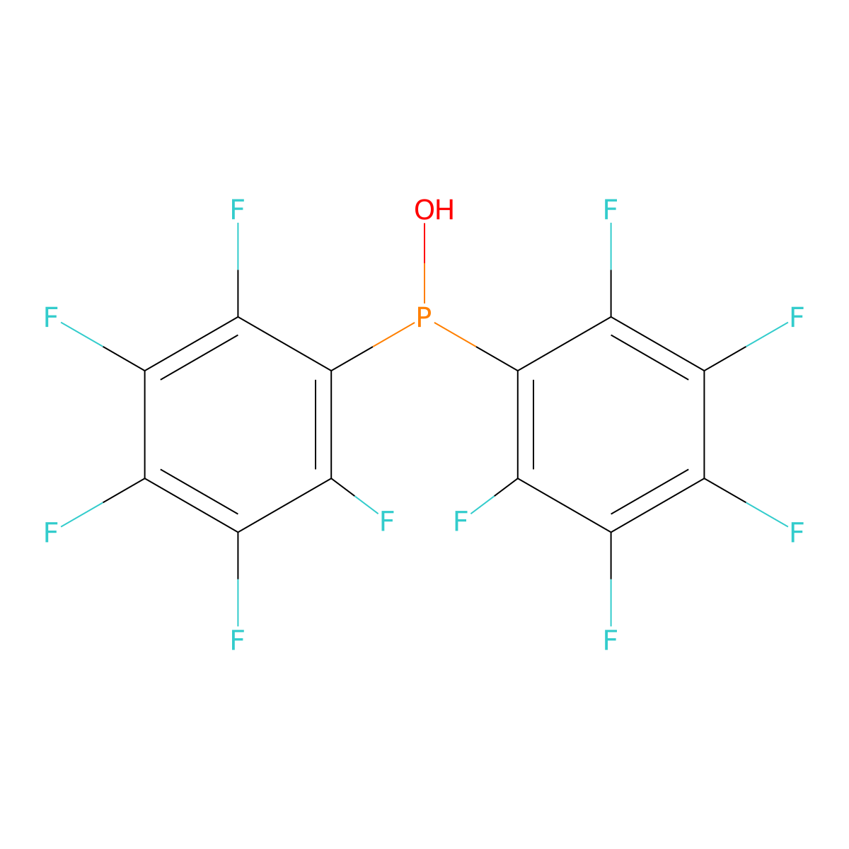 Bis(pentafluorophenyl)hydroxyphosphine molecular structure, CAS 5032-93-9