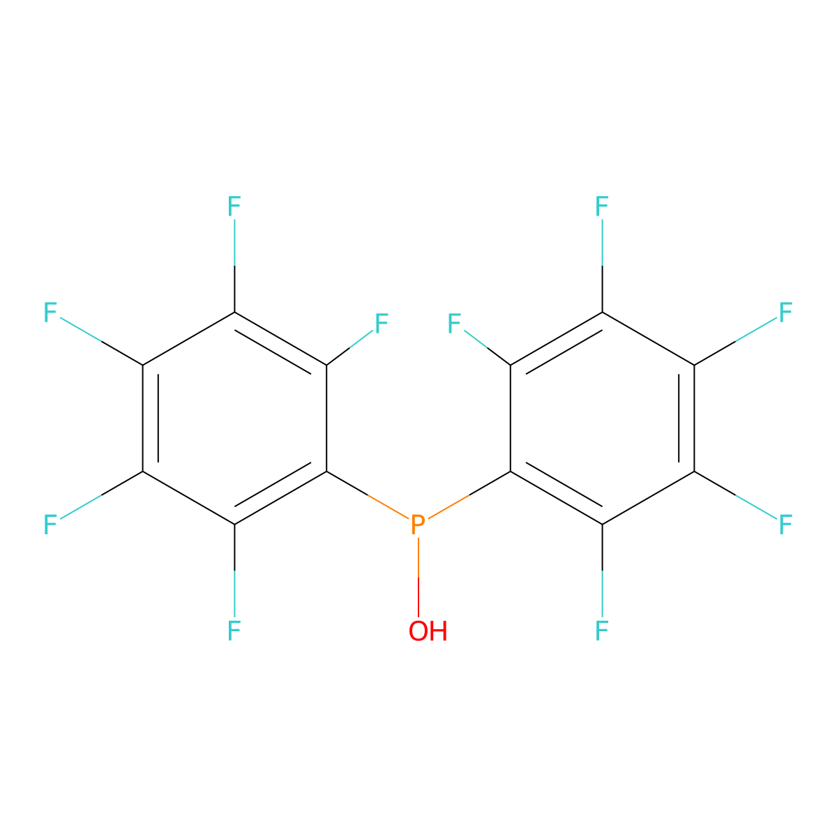 Bis(pentafluorophenyl)hydroxyphosphine molecular structure, CAS 5032-93-9