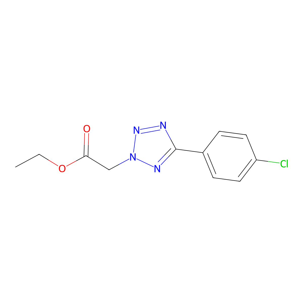 2H-Tetrazole-2-acetic acid, 5-(4-chlorophenyl)-, ethyl ester molecular structure, CAS 50326-22-2