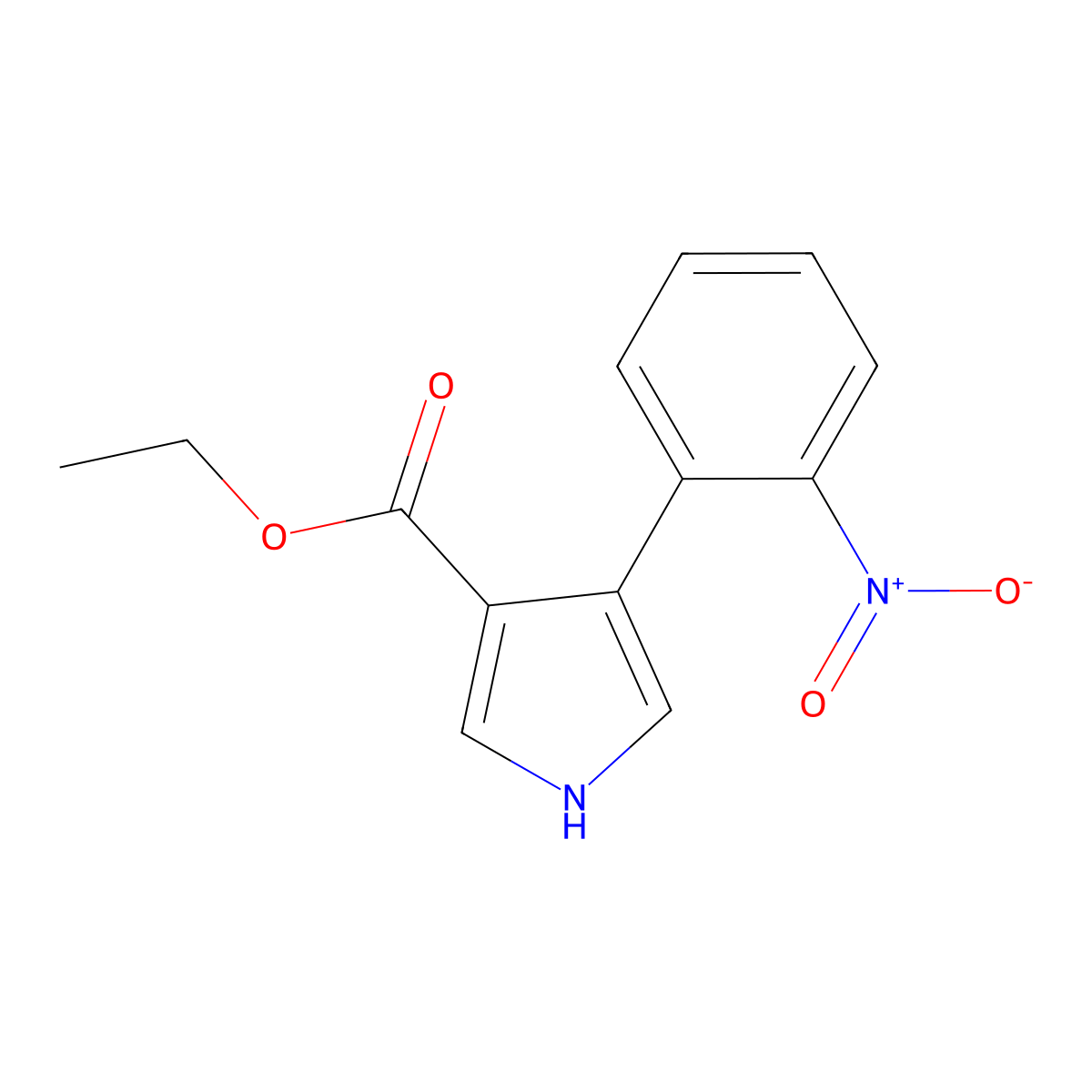 Ethyl 4-(2-nitrophenyl)-1H-pyrrole-3-carboxylate molecular structure, CAS 503272-01-3