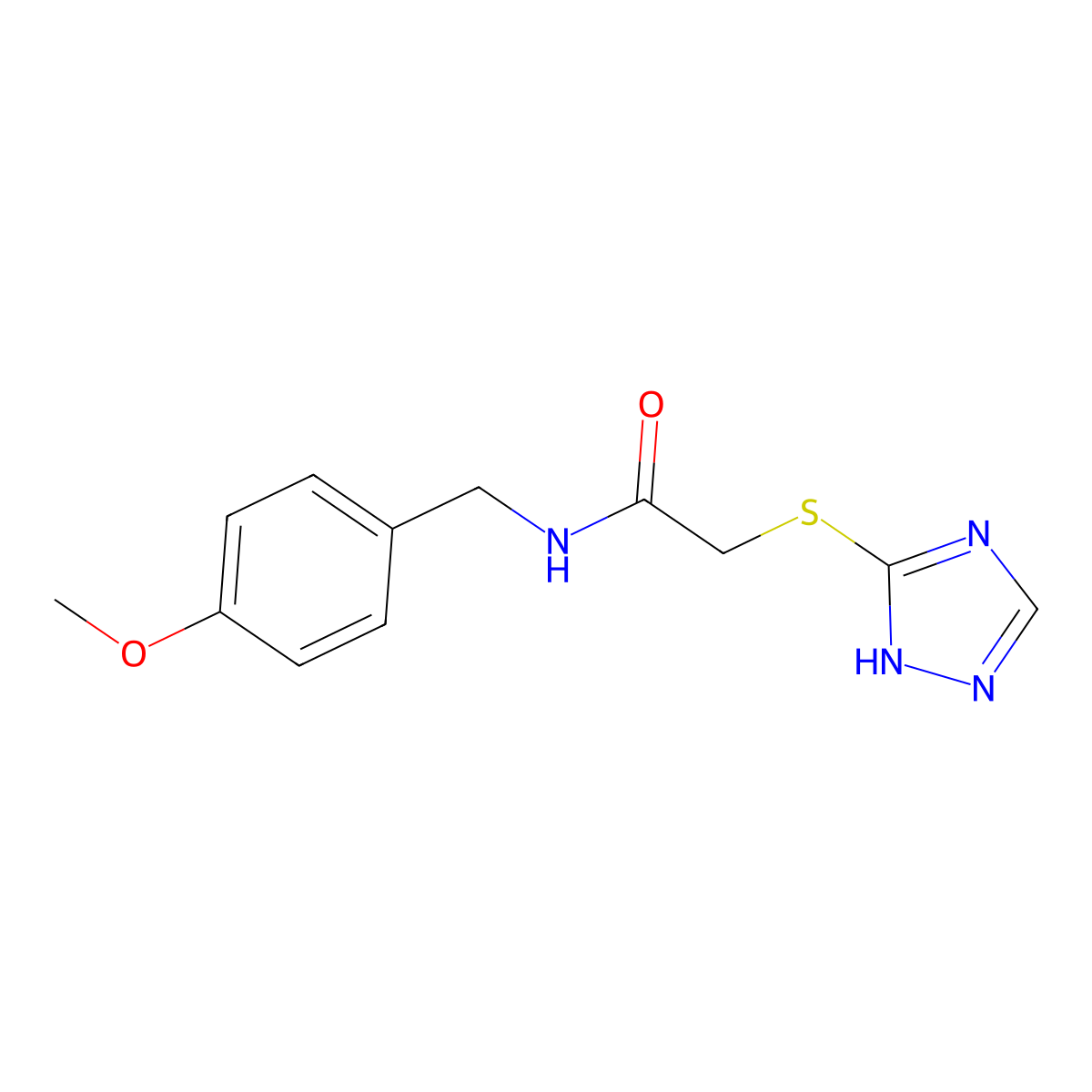 N-[(4-methoxyphenyl)methyl]-2-(1H-1,2,4-triazol-5-ylsulfanyl)acetamide molecular structure, CAS 503283-04-3