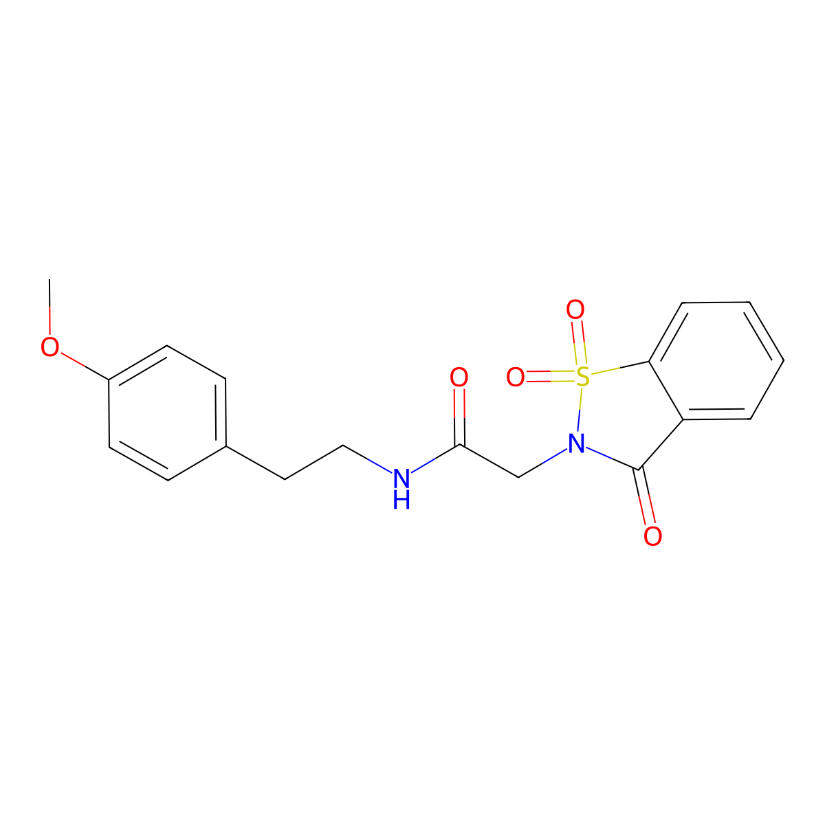 2-(1,1-dioxido-3-oxo-1,2-benzisothiazol-2(3H)-yl)-N-[2-(4-methoxyphenyl)ethyl]acetamide molecular structure, CAS 503284-78-4