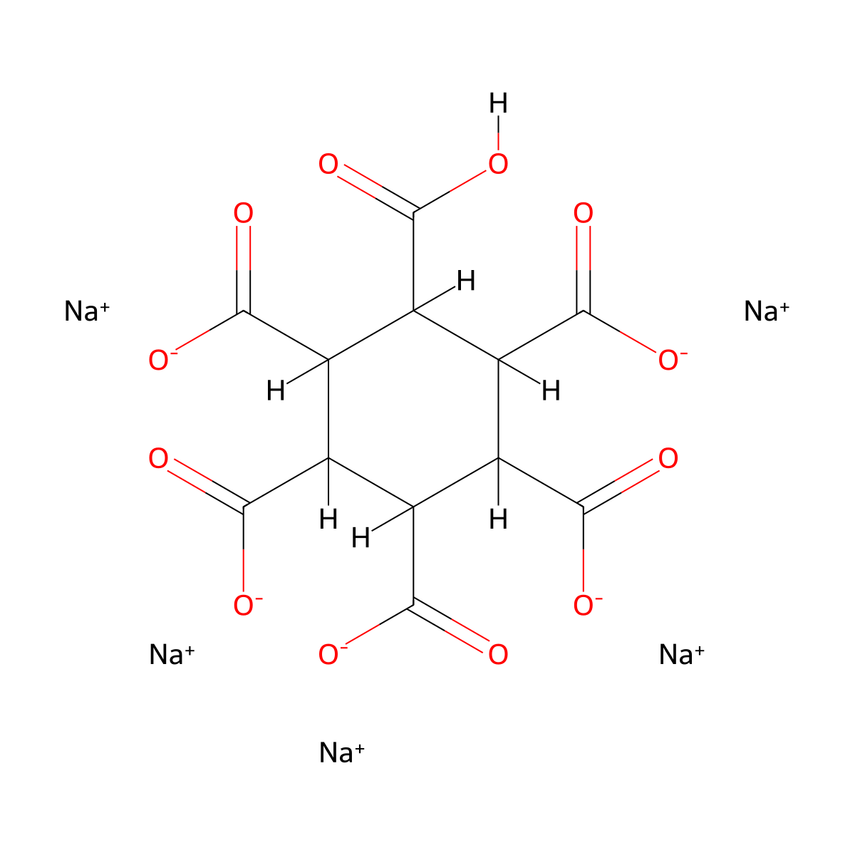 1,2,3,4,5,6-Cyclohexanehexacarboxylic acid, sodium salt (1:5) molecular structure, CAS 50329-18-5